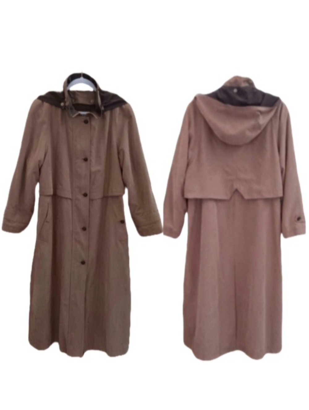 Fleet Street Tan Hooded Long  Coat | EUC | Extra Lining Wool Blend